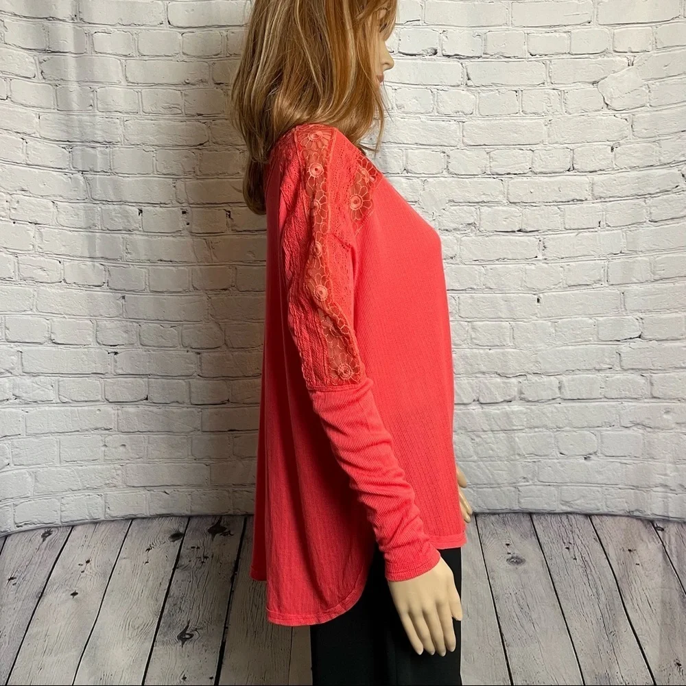 NWT New Free People Lola Lace Trim V-Neck Top Size XS